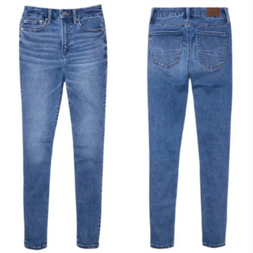 AE American Eagle Jeans High Rise Jegging 360 Super Stretch Medium Wash SZ 0